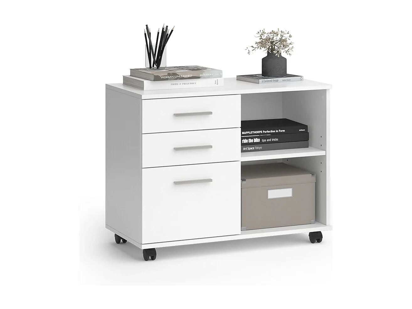 Caisson à roulettes blanc 40x80x62.5 delf