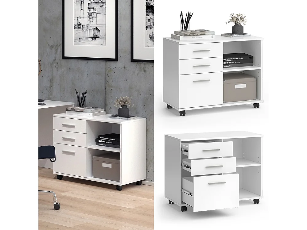 Caisson à roulettes blanc 40x80x62.5 delf