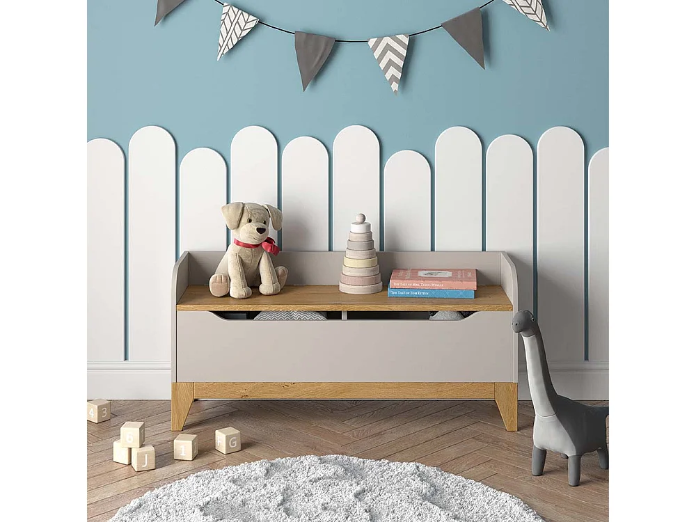 Coffre à jouets chêne cachemire 107.2x30x50 malia