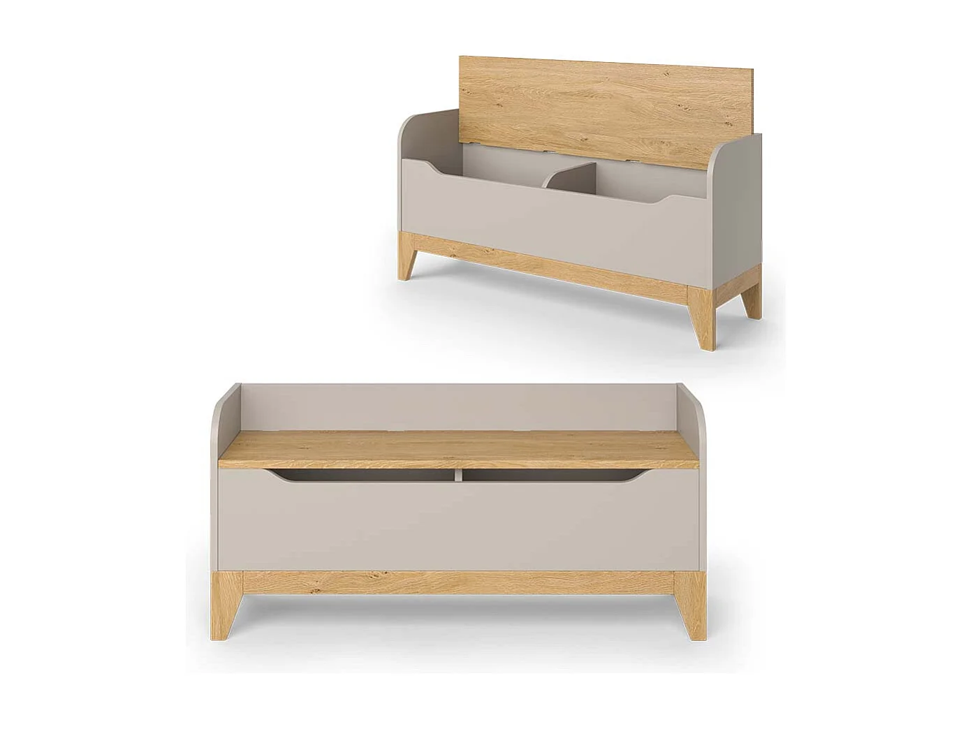 Coffre à jouets chêne cachemire 107.2x30x50 malia