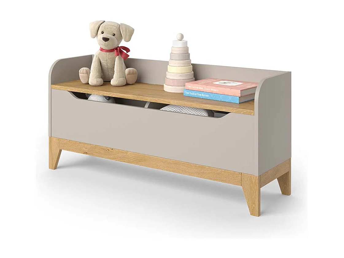 Coffre à jouets chêne cachemire 107.2x30x50 malia