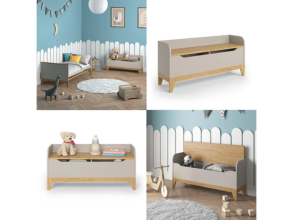 Coffre à jouets chêne cachemire 107.2x30x50 malia