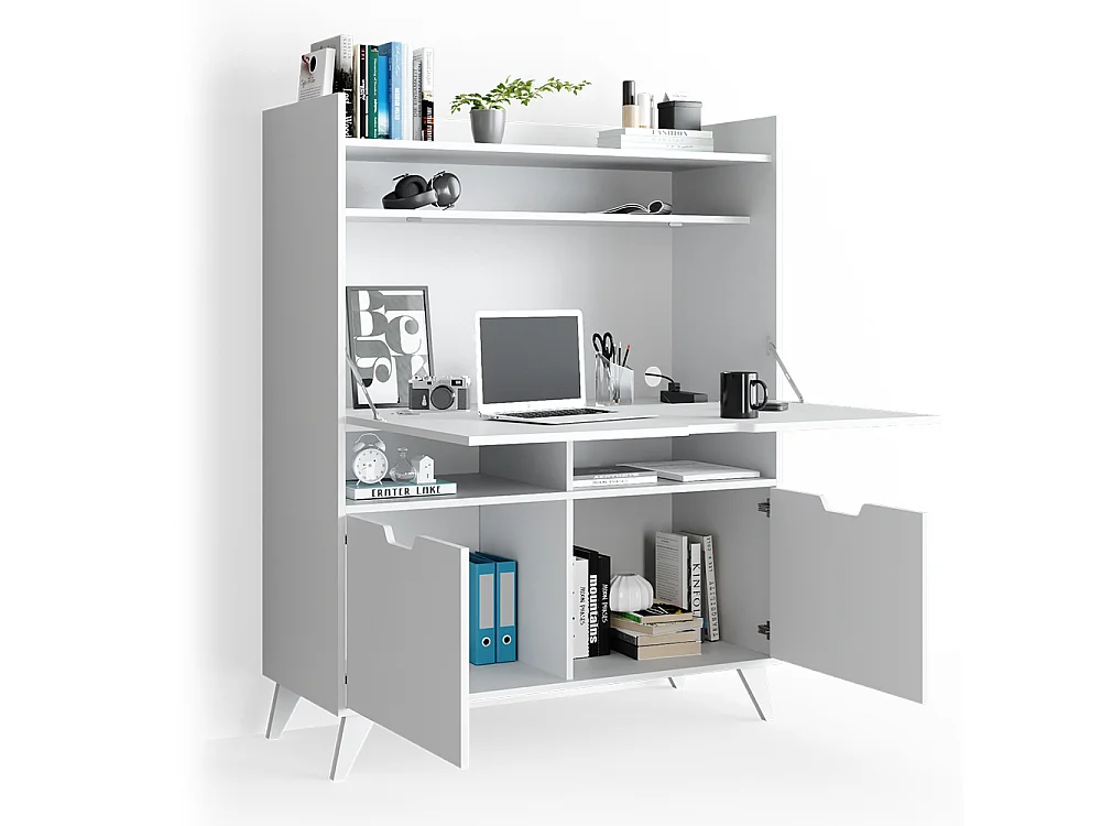 Secrétaire bureau blanc 110x45x140 berdi