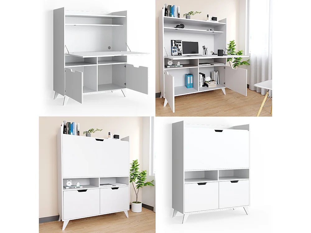 Secrétaire bureau blanc 110x45x140 berdi