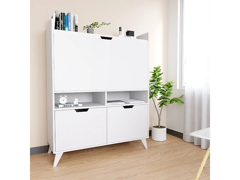 Secrétaire bureau blanc 110x45x140 berdi