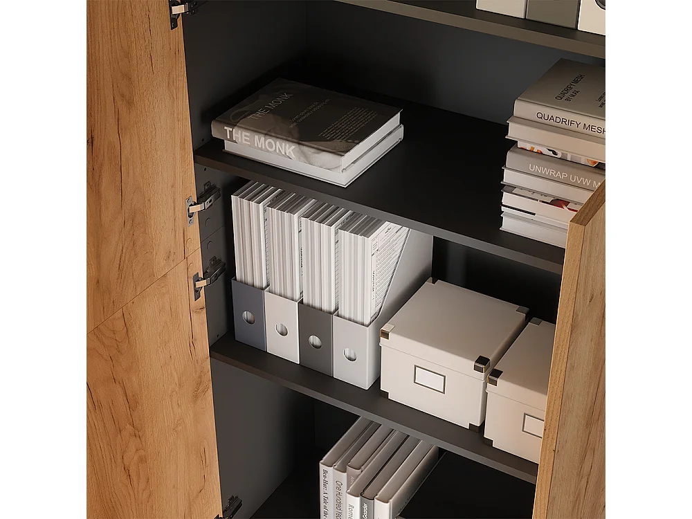 Étagère à dossiers anthracite/chêne doré 80x37x183.8 frank