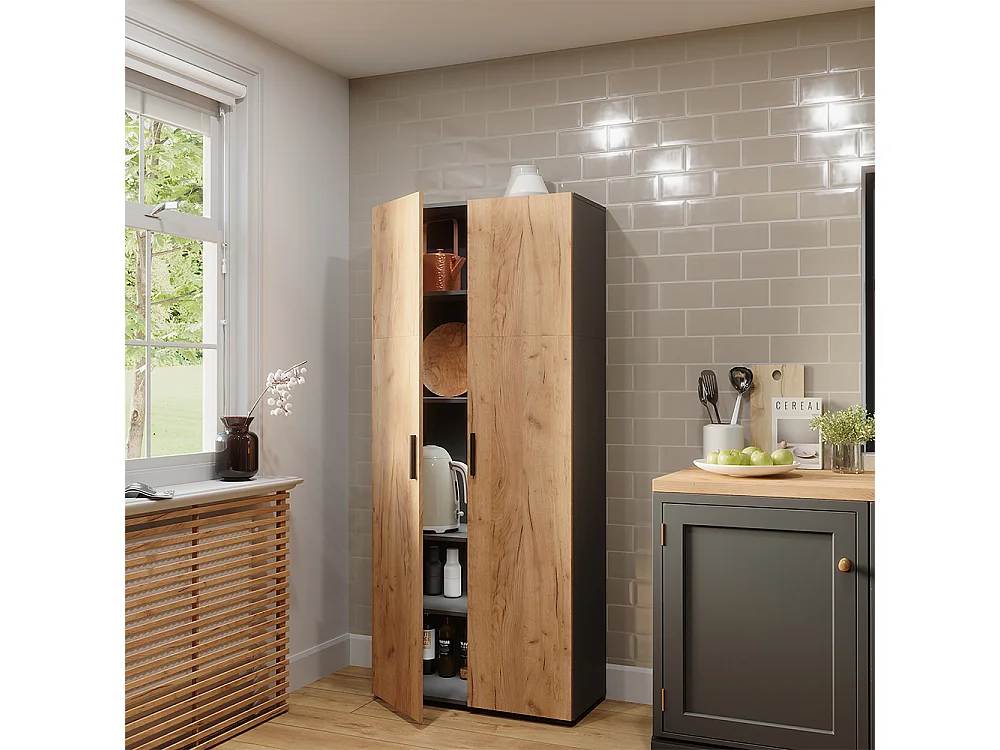 Étagère à dossiers anthracite/chêne doré 80x37x183.8 frank