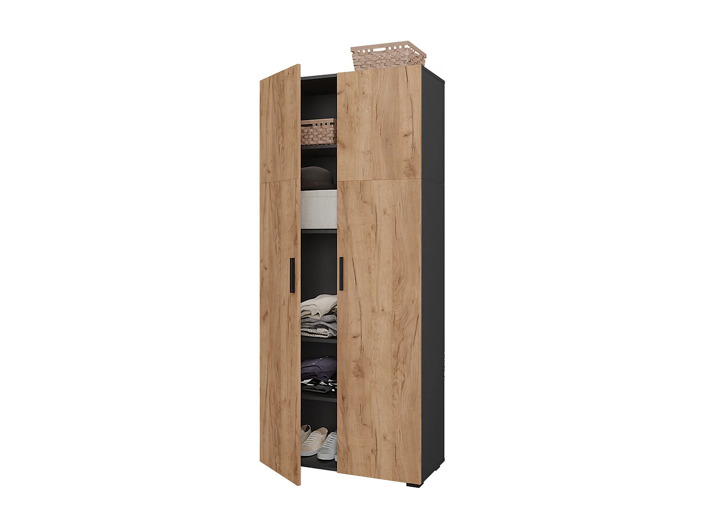 Étagère à dossiers anthracite/chêne doré 80x37x183.8 frank