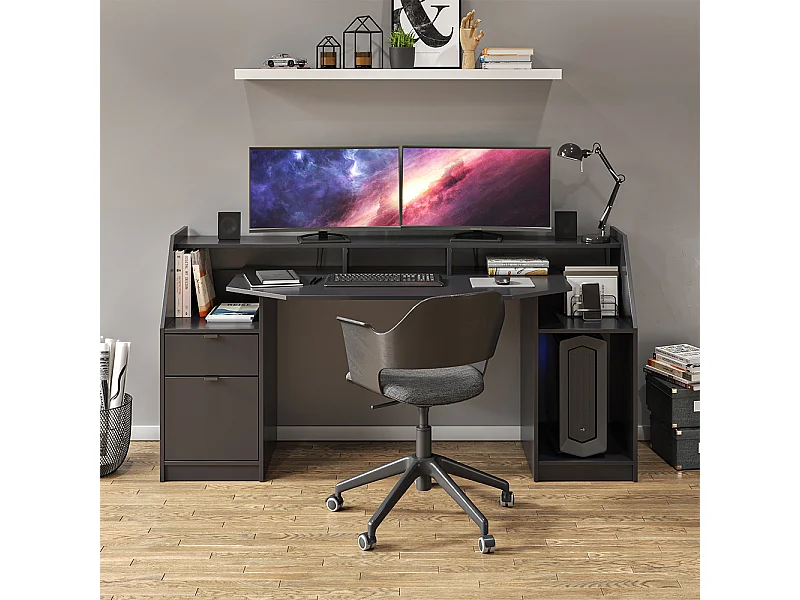 Scrivania computer nero 179.8x65.5x90.6 joel