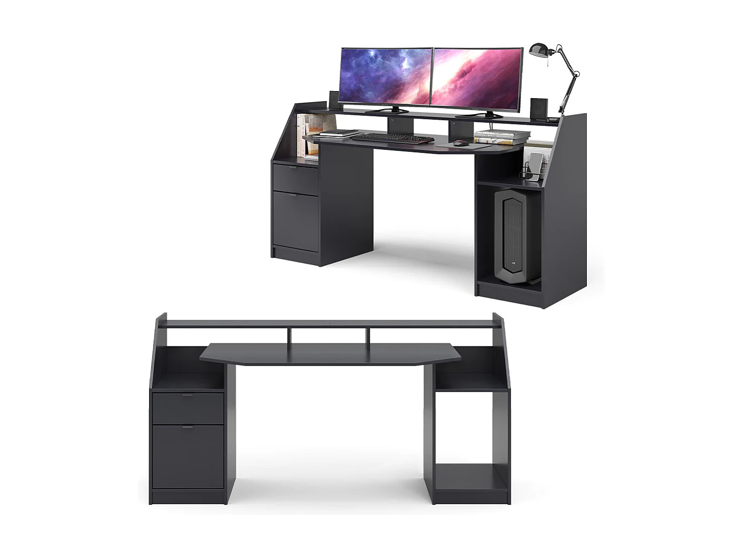 Scrivania computer nero 179.8x65.5x90.6 joel