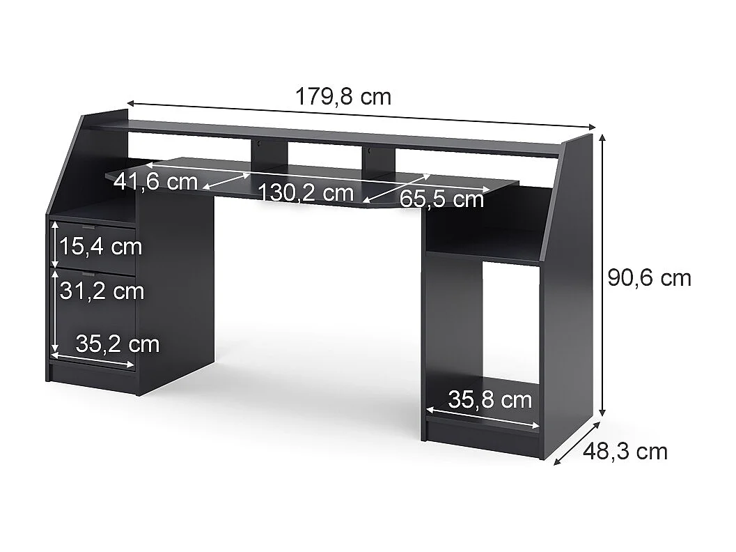Bureau noir 179.8x65.5x90.6 joel