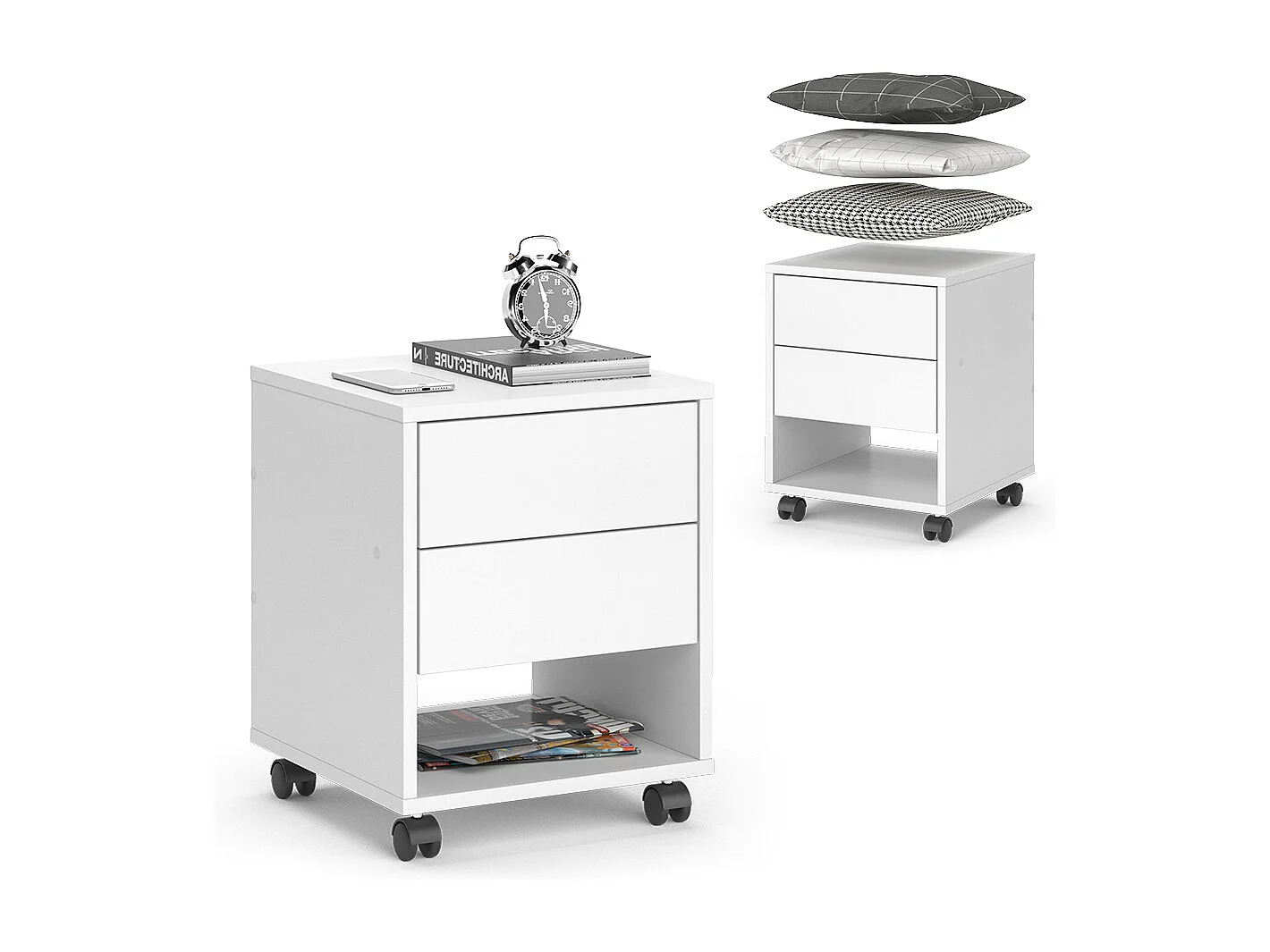 Caisson roulant blanc 37x37x47 jons