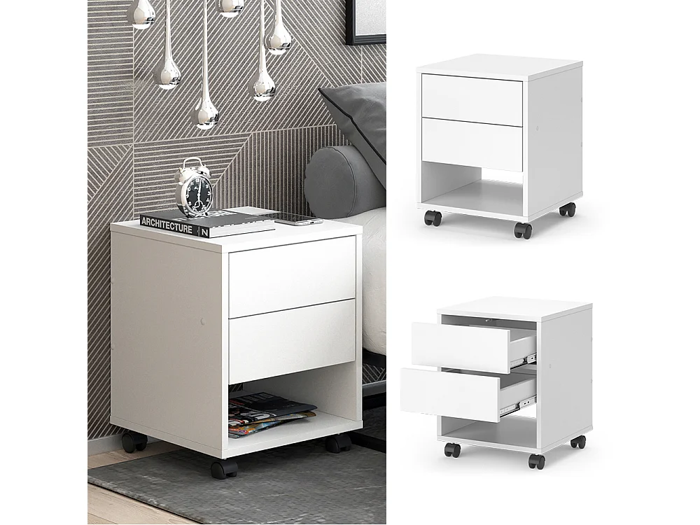 Caisson roulant blanc 37x37x47 jons