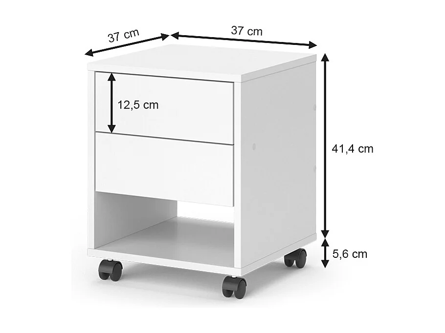 Caisson roulant blanc 37x37x47 jons