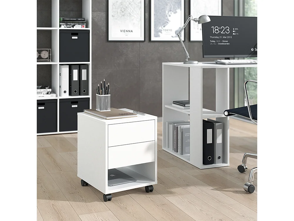 Caisson roulant blanc 37x37x47 jons