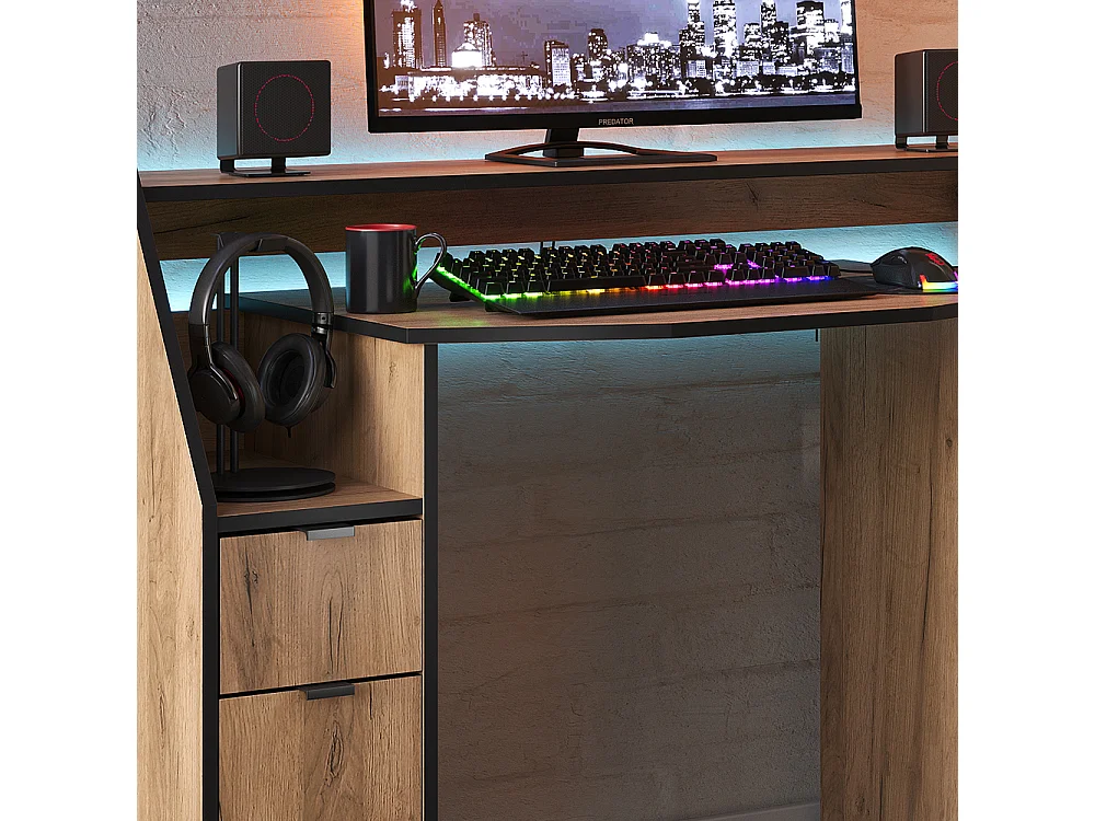 Table de jeu chêne de force doré 123.2x45x90 joel