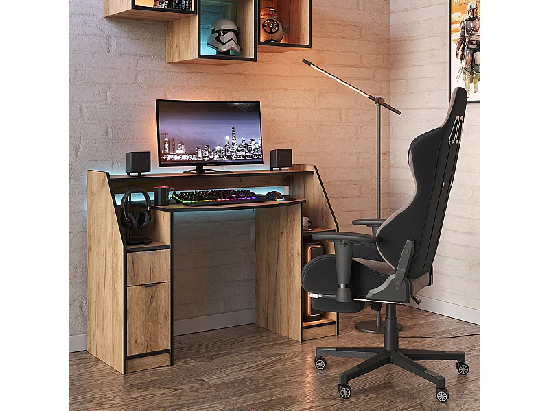 Table de jeu chêne de force doré 123.2x45x90 joel