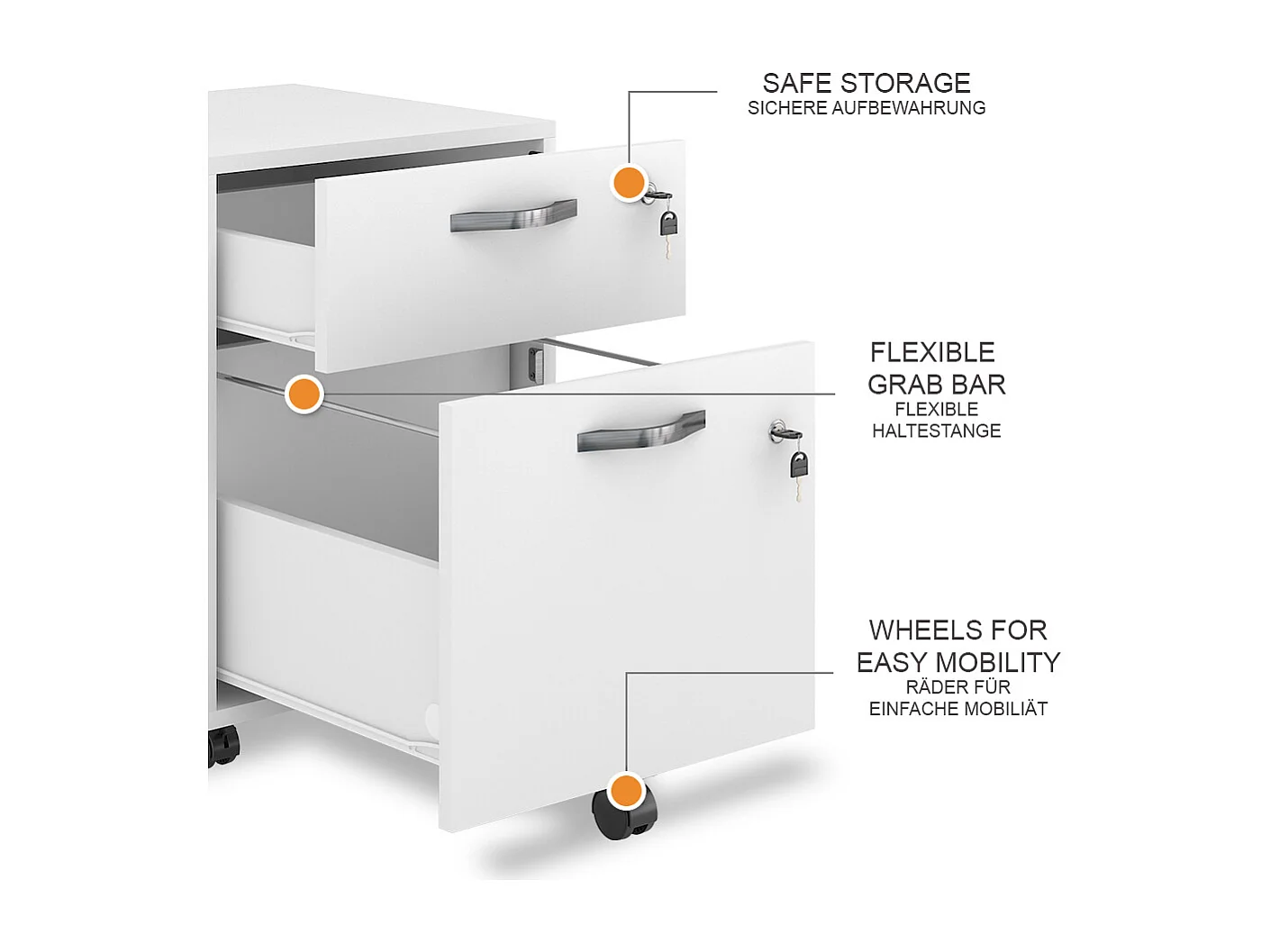 Caisson roulant blanc 40x41.5x53 bregenz