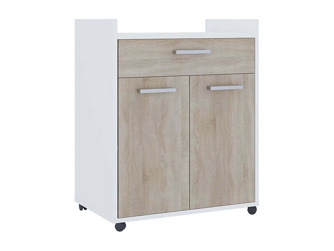 Caisson roulant blanc/sonoma 60x40x77.4 ansel