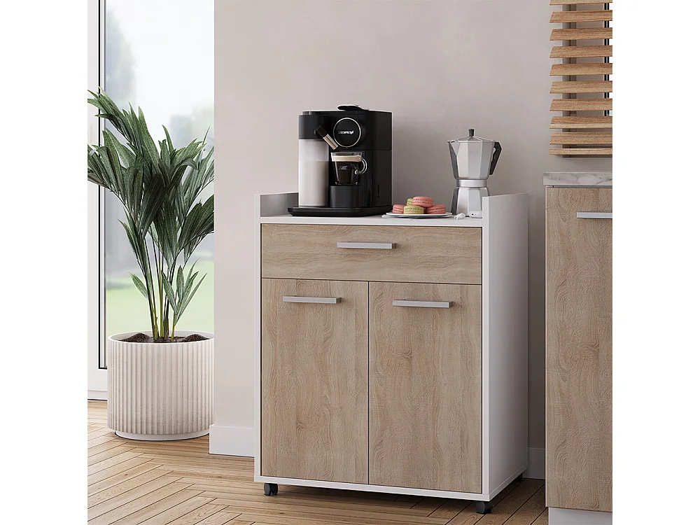 Caisson roulant blanc/sonoma 60x40x77.4 ansel