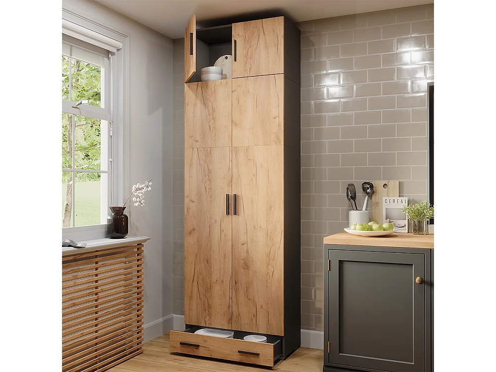 Étagère à dossiers anthracite/chêne doré 80x37x241.2 frank