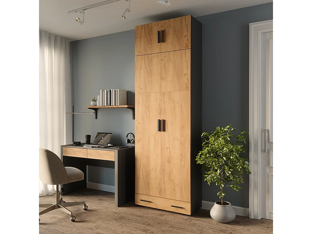 Étagère à dossiers anthracite/chêne doré 80x37x241.2 frank