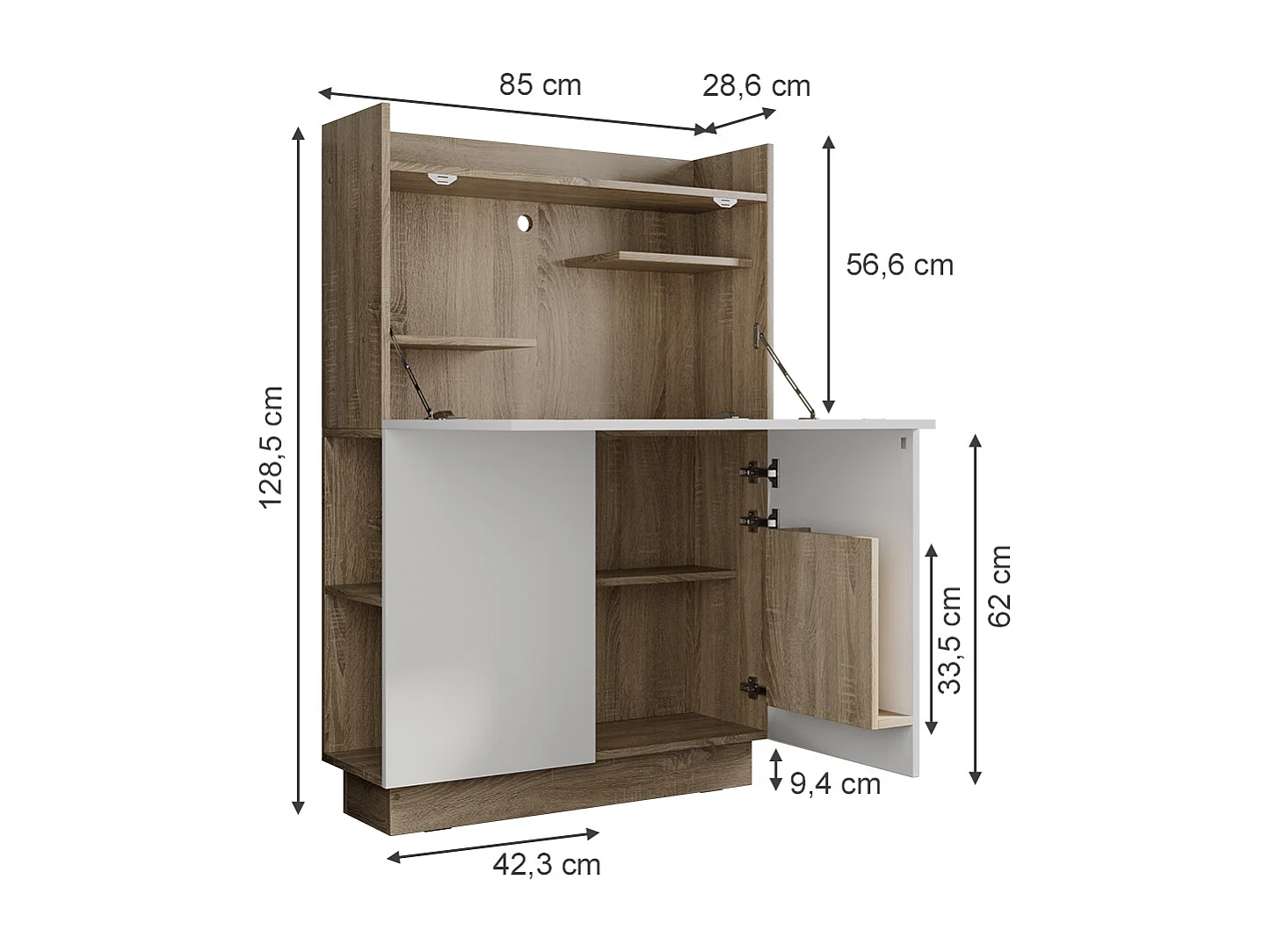 Sekretär Schreibtisch sonoma 85x27x118.9 alena