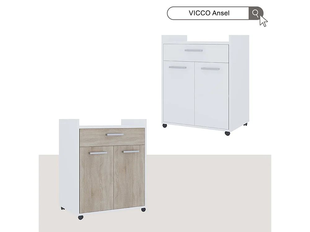 Caisson roulant blanc 60x40x77.4 ansel