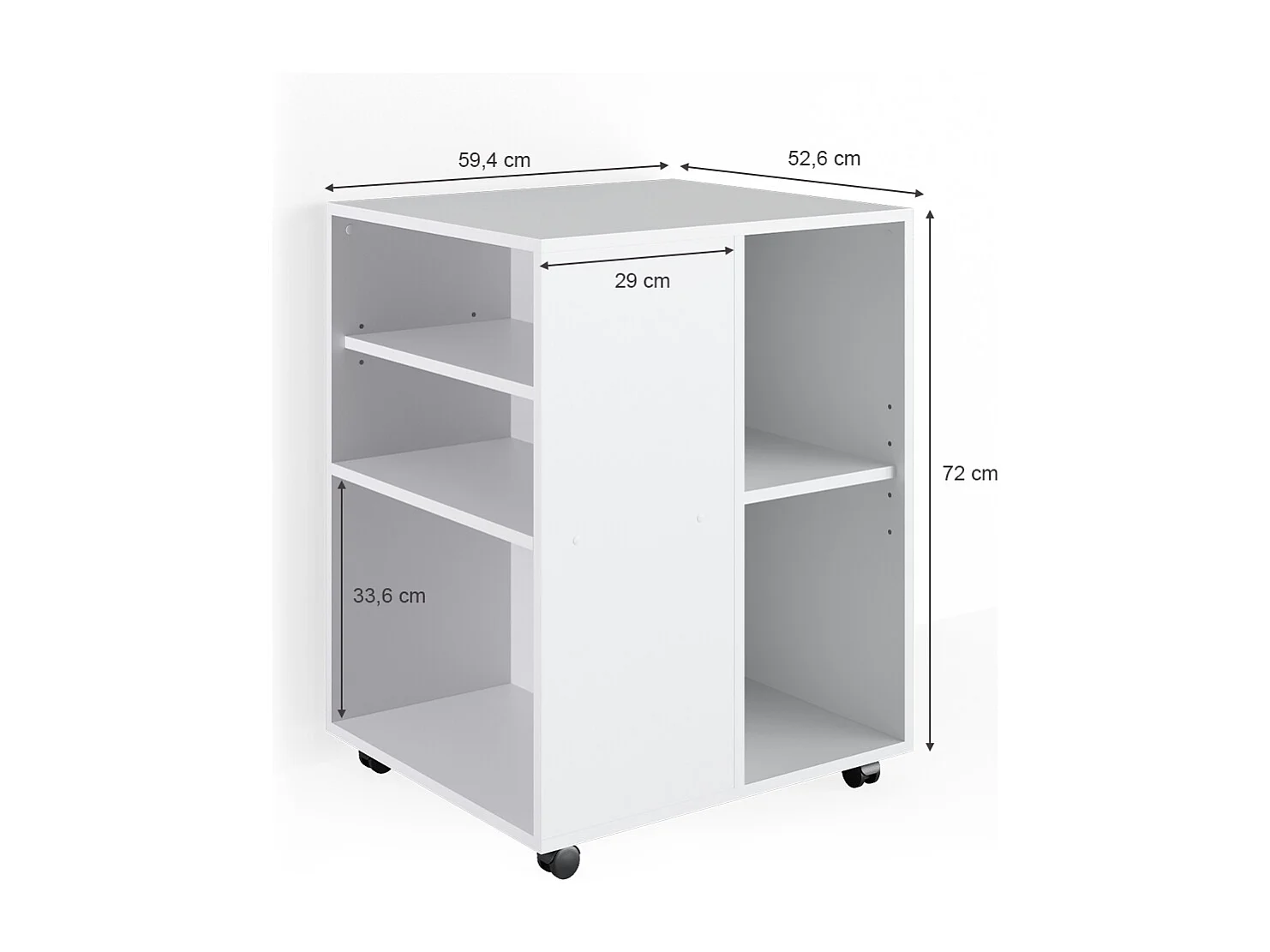 Rullende skab hvid 59.4x52.6x72