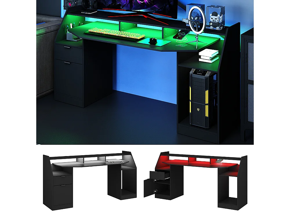 Table de jeu noir 179.8x65.5x90.5 sonic