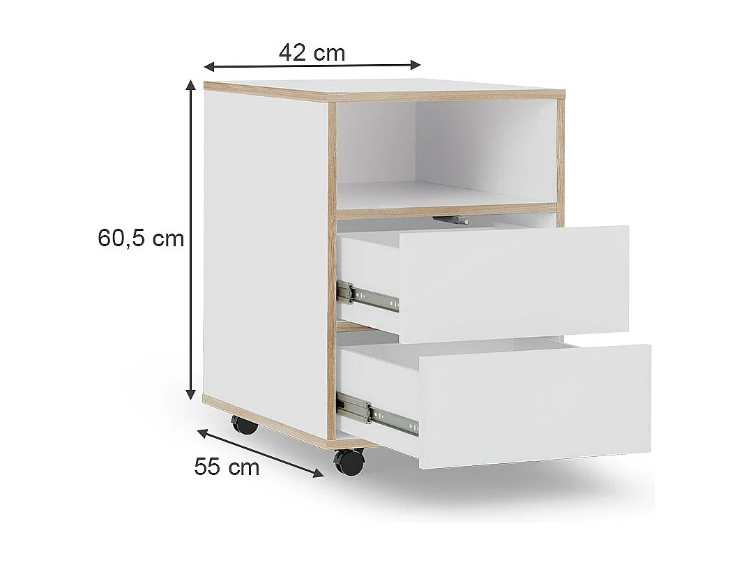 Caisson roulant blanc 42x55x60.5 tetrix