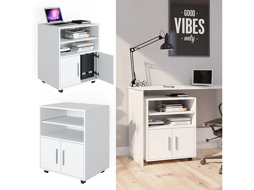 Caisson roulant blanc 48.4x60.2x74.4 novak