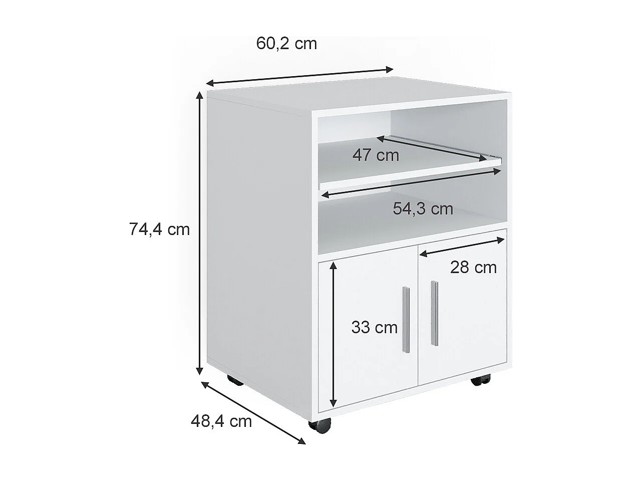Rullende skab hvid 48.4x60.2x74.4 novak