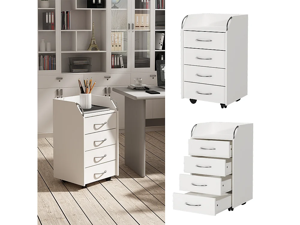 Caisson roulant blanc 36x40x65 gwendolyn