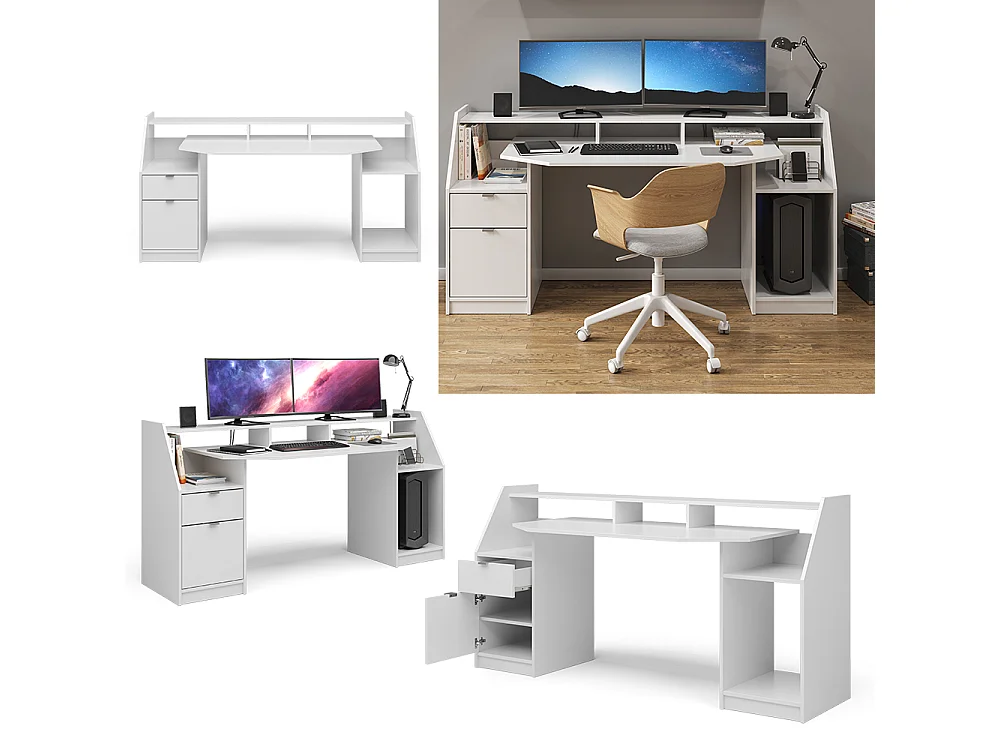 Scrivania computer bianco 179.8x65.5x90.6 joel