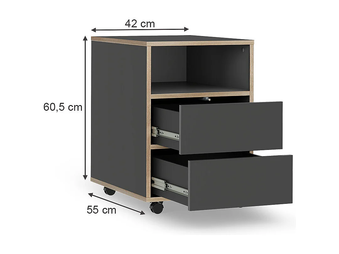 Caisson roulant anthracite 42x55x60.5 tetrix