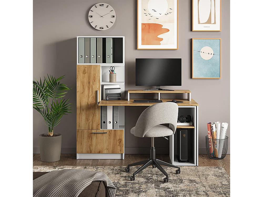 Supporto per monitor rovere bianco/dorato 80x23.5x12 tomy