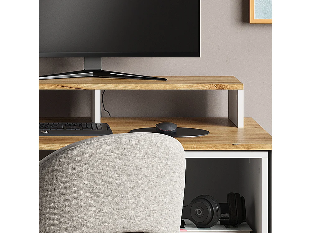 support de moniteur chêne blanc/force de lor 80x23.5x12 tomy