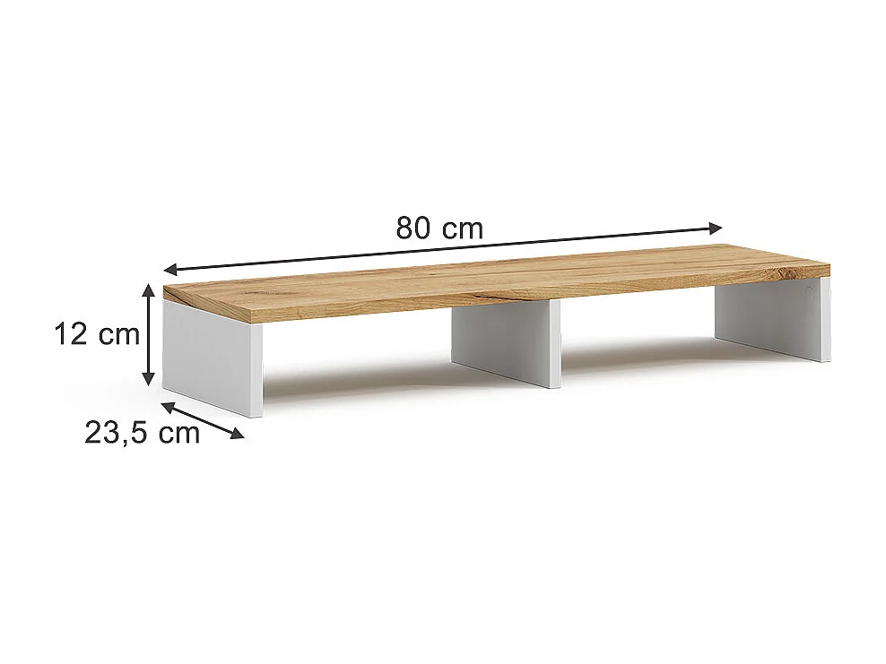 support de moniteur chêne blanc/force de lor 80x23.5x12 tomy