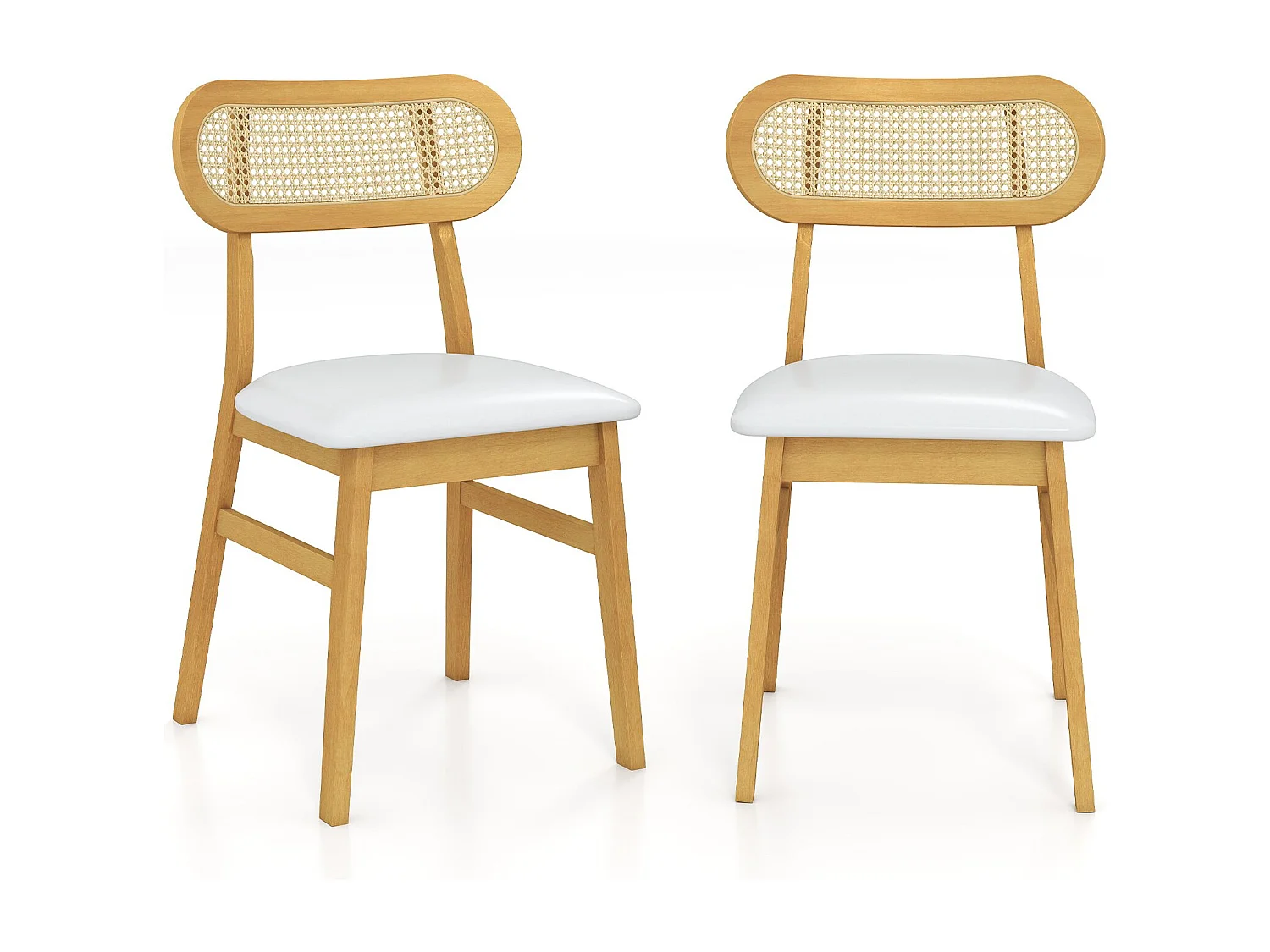 Esszimmerstühle aus Holz im 2er-Set Holzstühle für den Innenbereich mit gepolsterter Sitzfläche Weiß