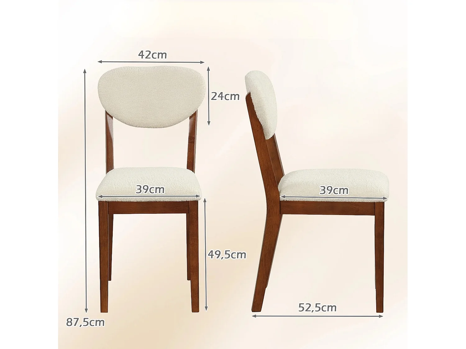 2er Set Esszimmerstühle mit Gepolstertem Sitz & 180 kg Tragkraft Küchenstühle Essstuhl