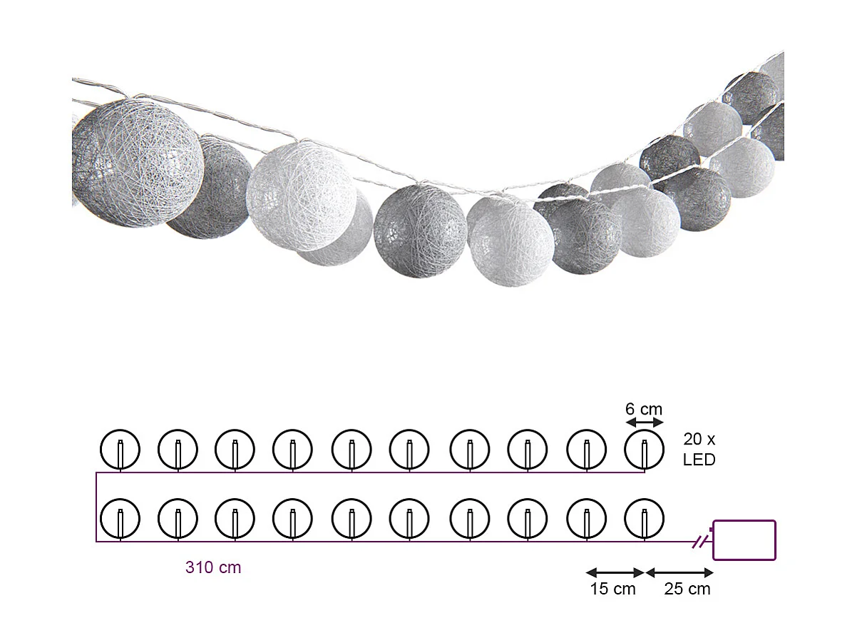 Guirlande lumineuse gris 310x310x310