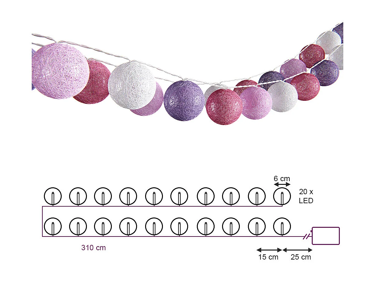 Łańcuch świetlny różowy 310x310x310