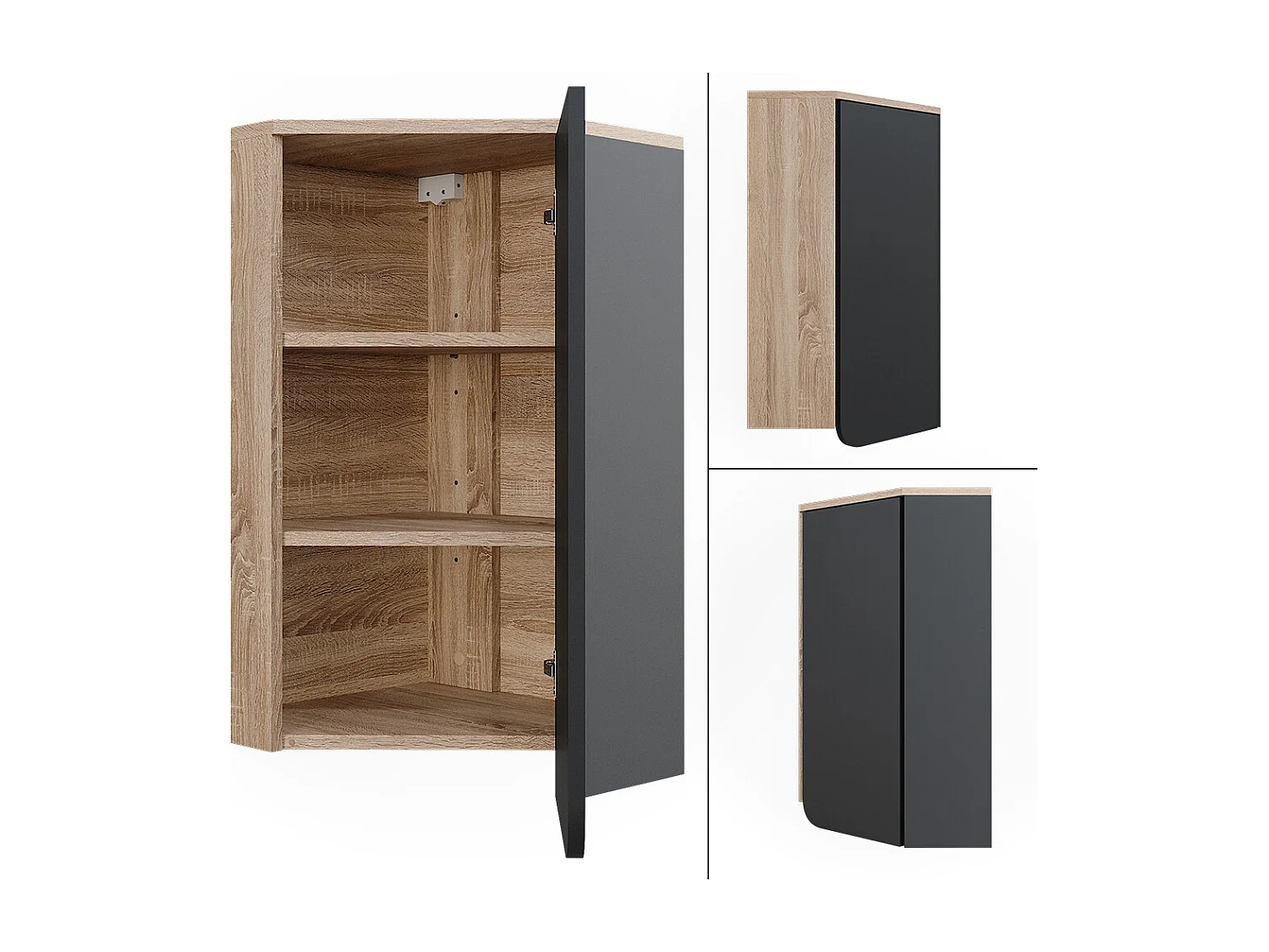 Eckhängeschrank sonoma/anthrazit 42.4x42.4x75 karen