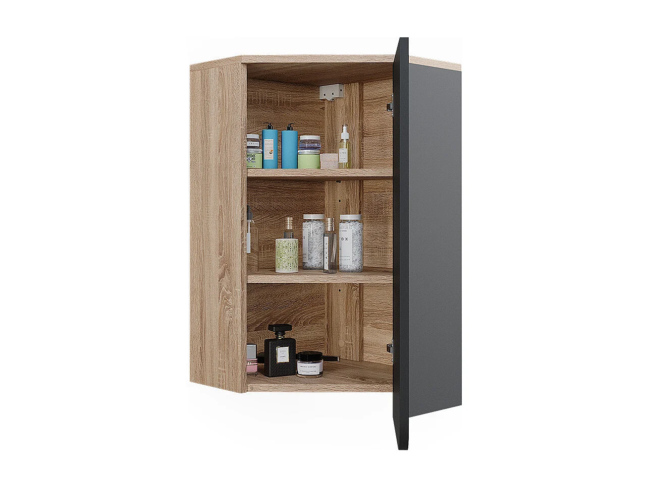 Eckhängeschrank sonoma/anthrazit 42.4x42.4x75 karen