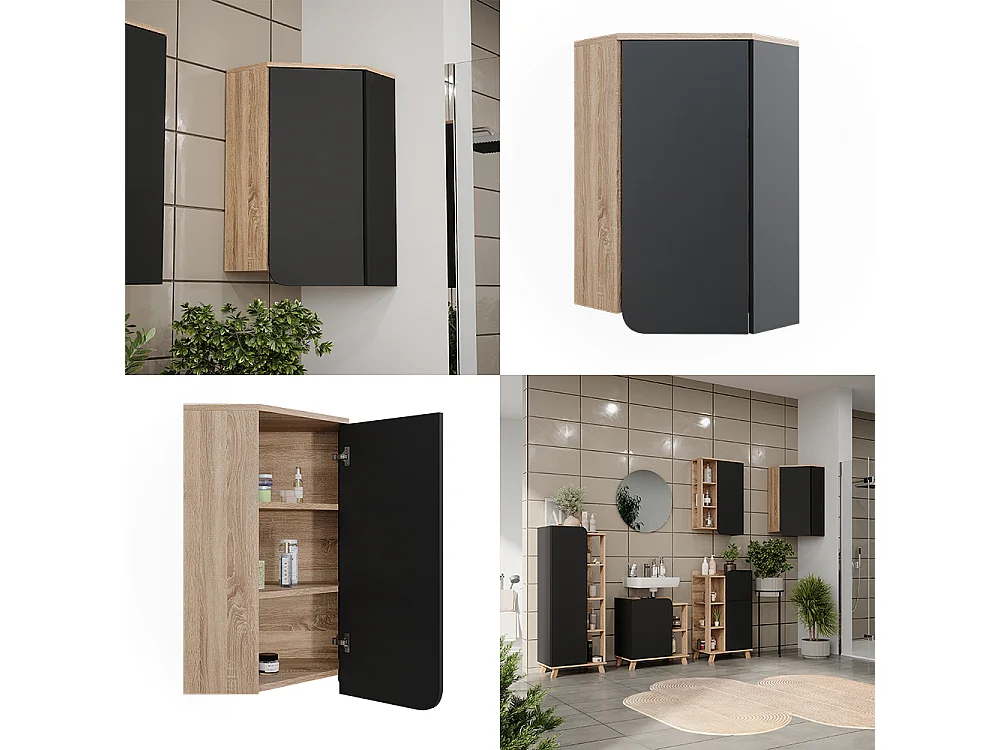 Eckhängeschrank sonoma/anthrazit 42.4x42.4x75 karen