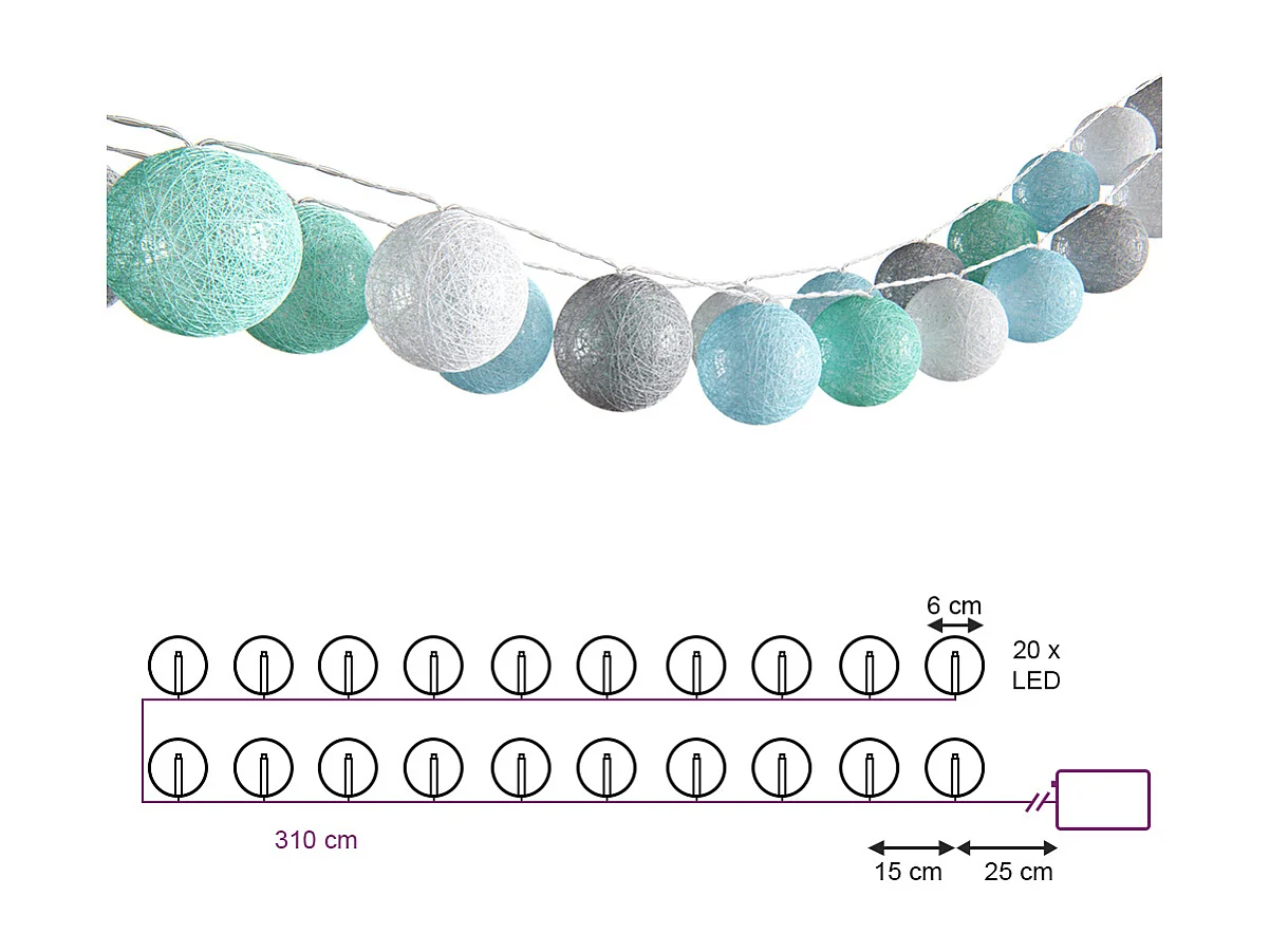 Łańcuch świetlny zielony 310x310x310