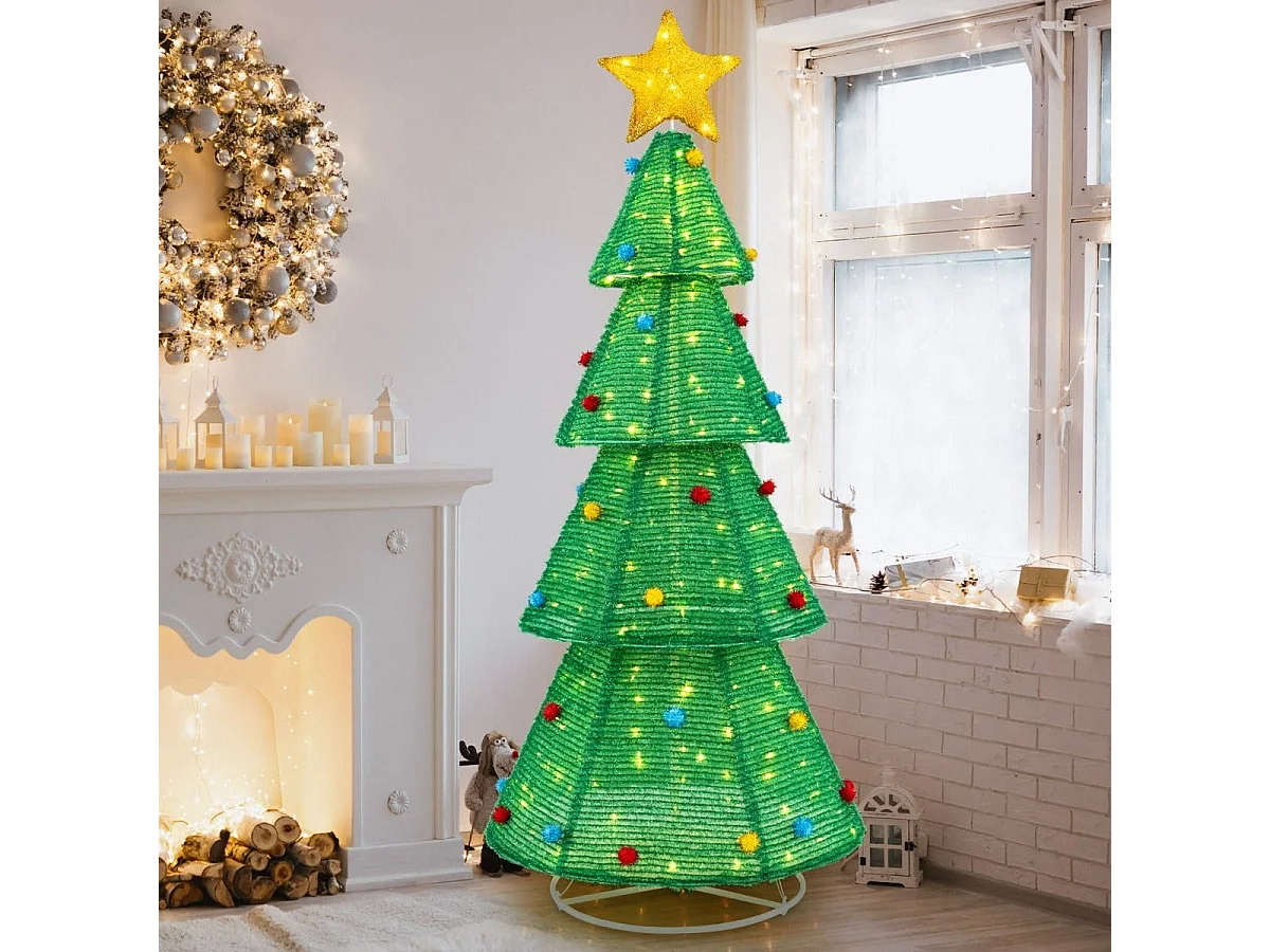 LED Weihnachtsbaum künstlich 190cm beleuchteter Tannenbaum mit 200 LED-Lichern