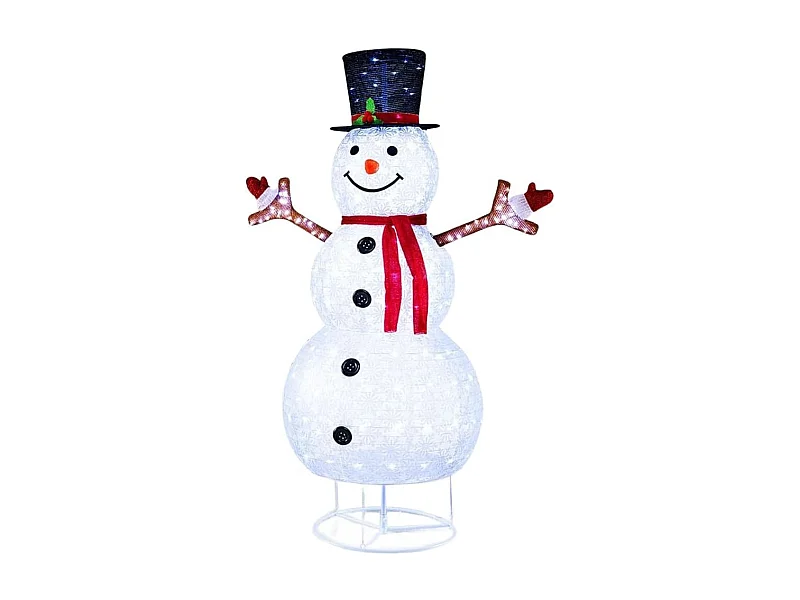 184 cm LED Schneemann beleuchtet Weihnachtsfigur mit schwarzem Hut & Schal