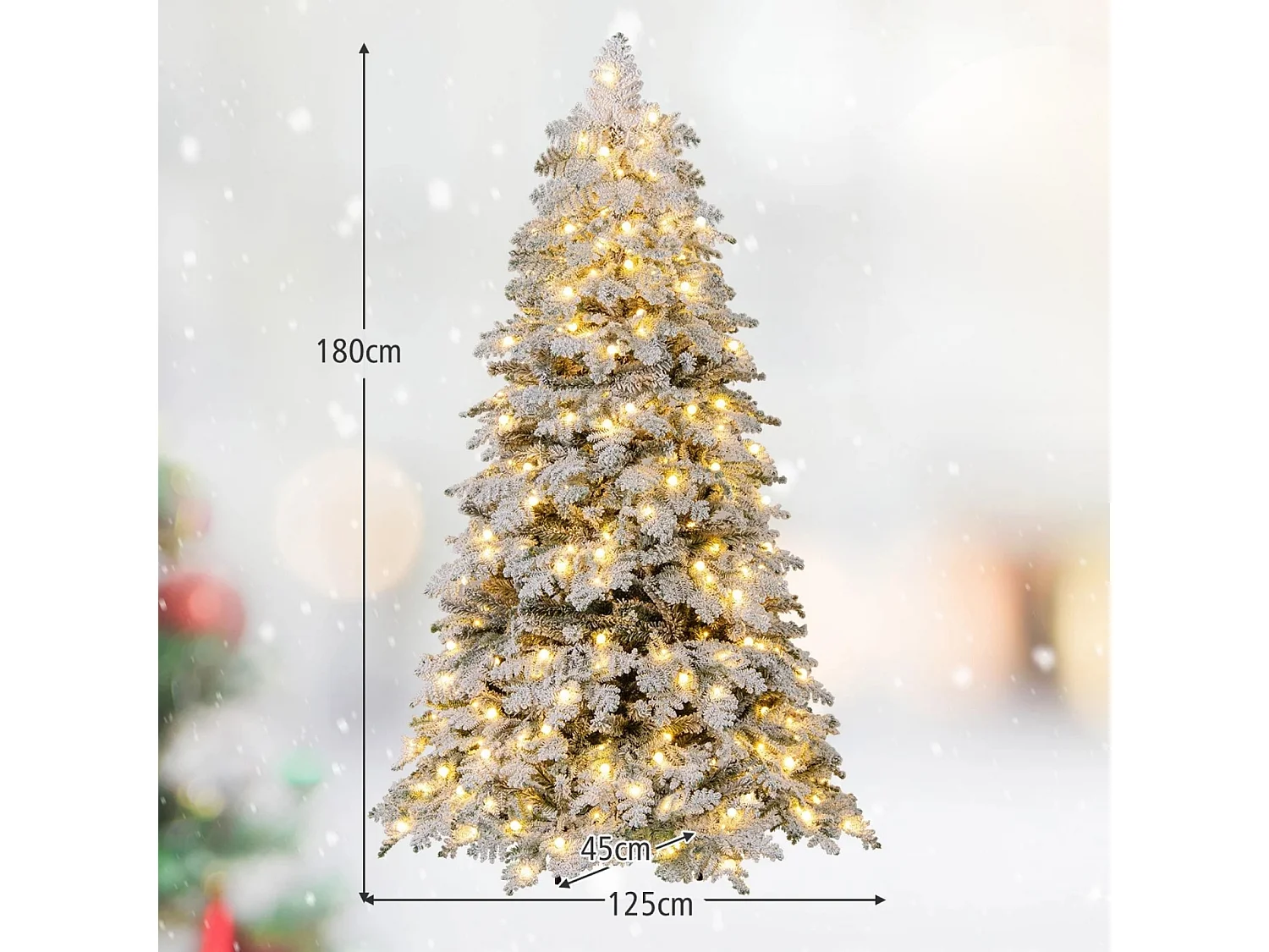 180 cm Künstlicher Weihnachtsbaum schneebedeckter Weihnachtsbaum vormontierter klappbarer Tannenbaum Grün